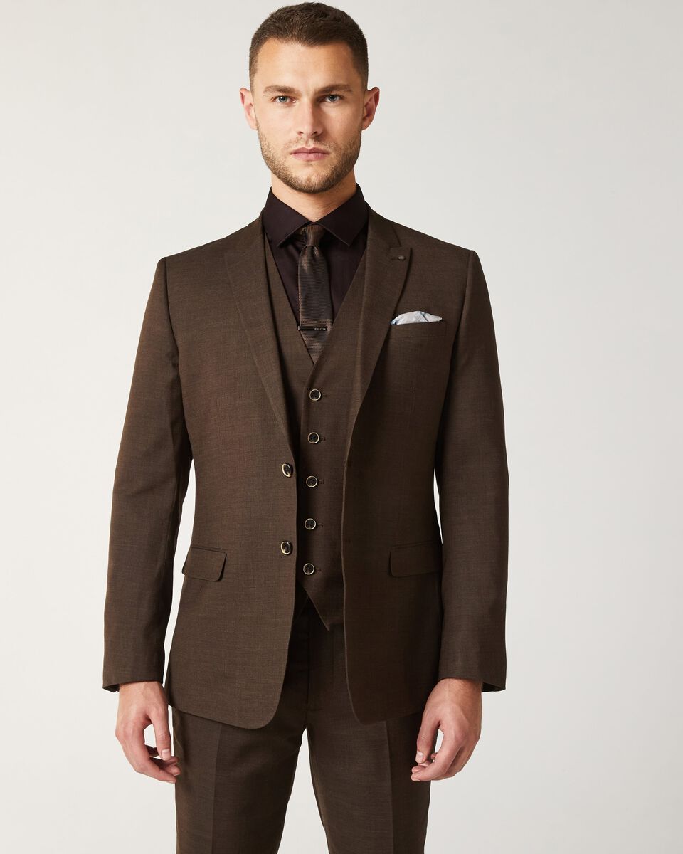 Mens Chocolate Tailored Suit Jacket
